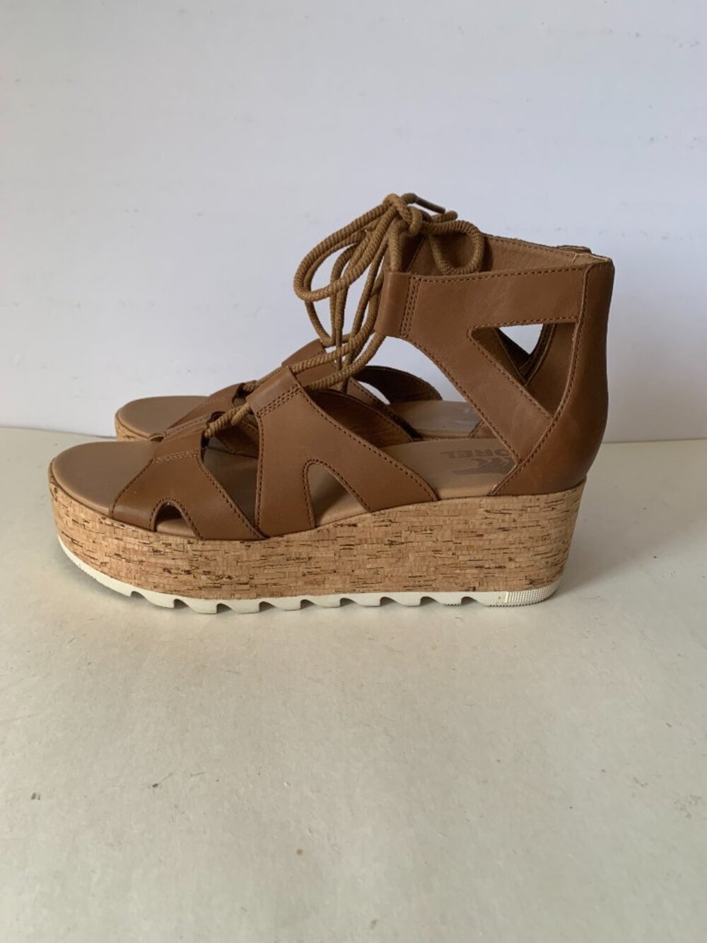 SOREL CAMERON LACE UP WOMENS PLATFORM SHOES SANDALS BROWN SIZE 8.5 WORN ONCE - Picture 10 of 14